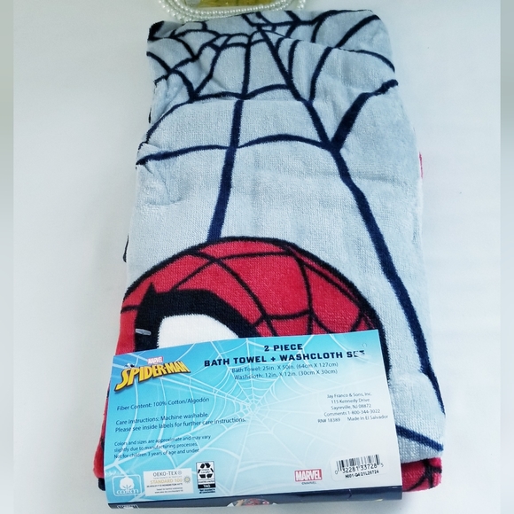 NEW Marvel Spiderman 2-Piece Bath Towel & Washcloth Set - Picture 5 of 7